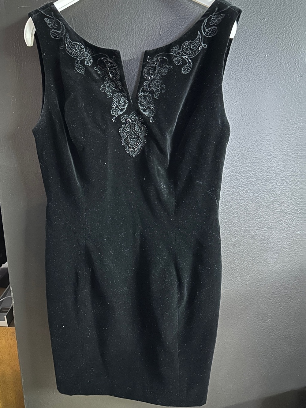 Vintage Laura Ashley velvet black dress embroidered